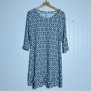 Lulu B Travel Mini  Dress  3/4 Sleeves Crew Neck Wrinkle-Resistant UPF 50 Sz M